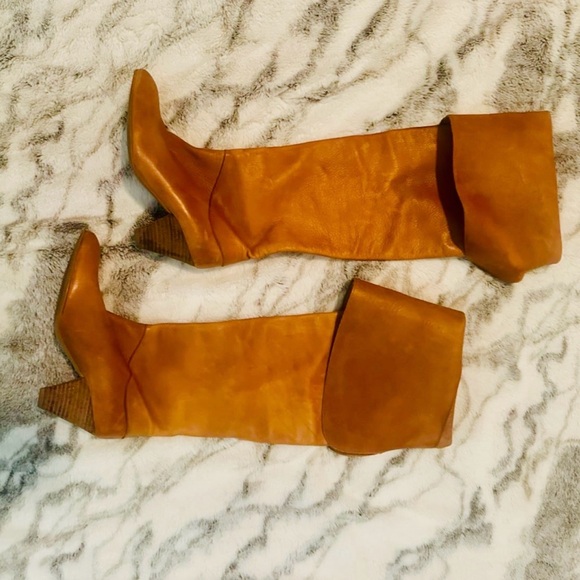 Free People Tan leather vintage over the knee boots size 37 - Picture 3 of 12